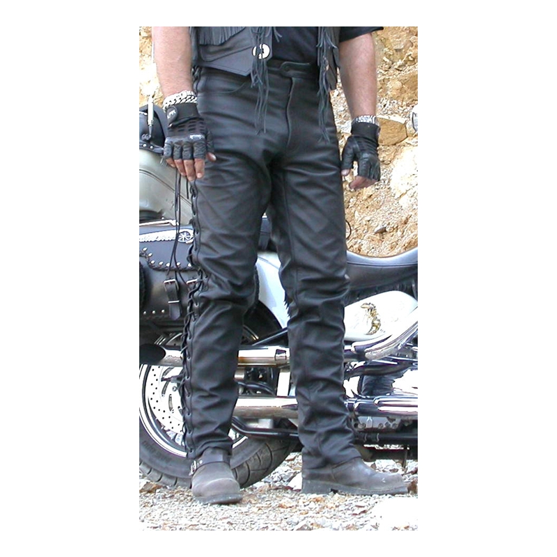 Kožené kalhoty na chopper se šněrováním KP-1