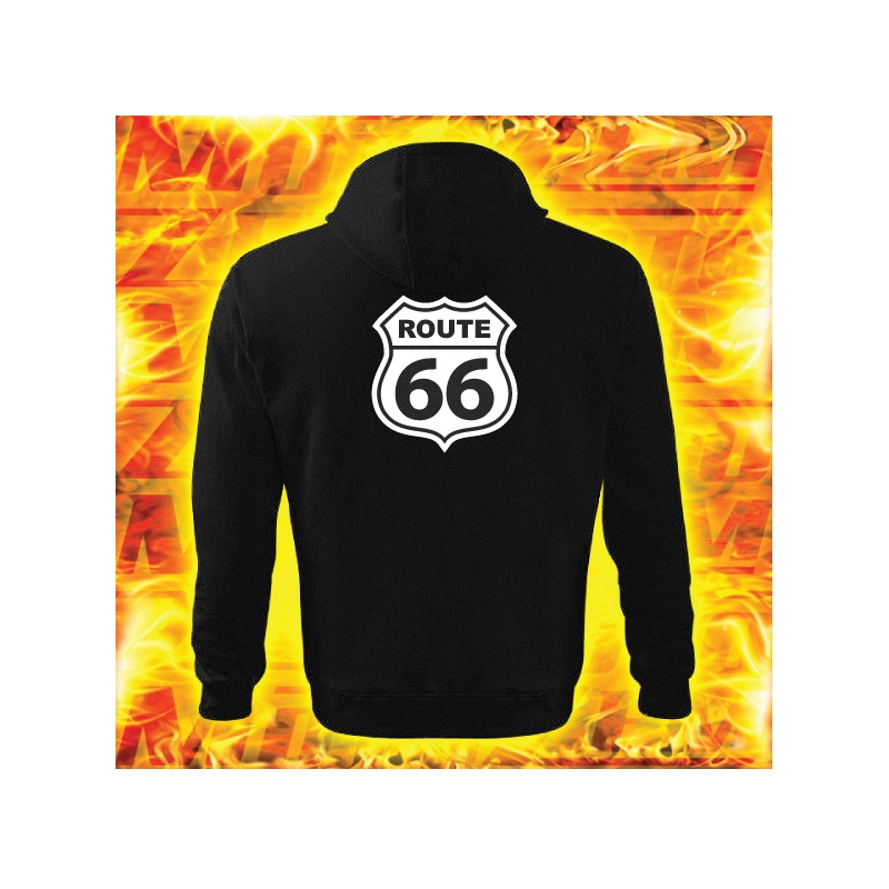 Mikina s motivem Route 66 s kapucí