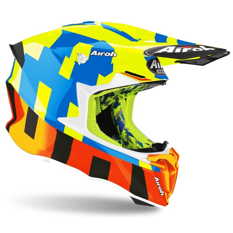Motokrosová přilba Airoh Twist 2.0 Frame červeno-modro-fluo žlutá