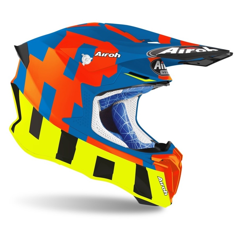 Motokrosová přilba Airoh Twist 2.0 Frame modro-oranžovo-fluo žlutá