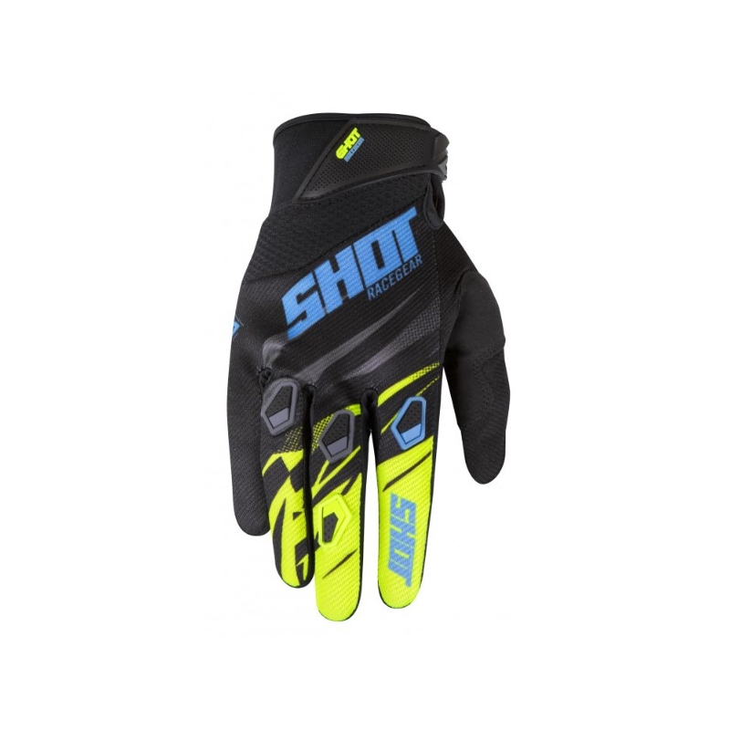 Dětské motokrosové rukavice Shot Devo Ventury černo-modro-fluo žluté výprodej