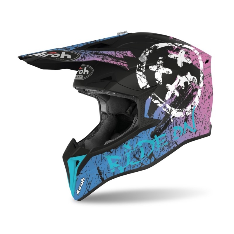 Motokrosová přilba Airoh Wraap Smile modro-fialová