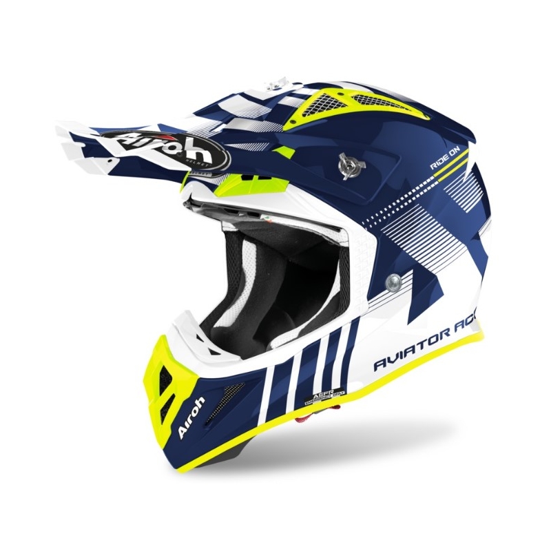 Motokrosová přilba Airoh Aviator Ace Nemesi bílo-modro-fluo žlutá