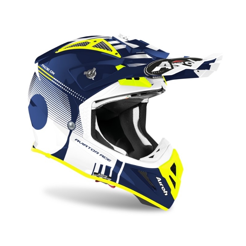 Motokrosová přilba Airoh Aviator Ace Nemesi bílo-modro-fluo žlutá