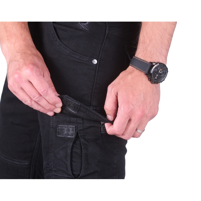 Zkrácené jeansy na motorku Street Racer Cargo CE černé