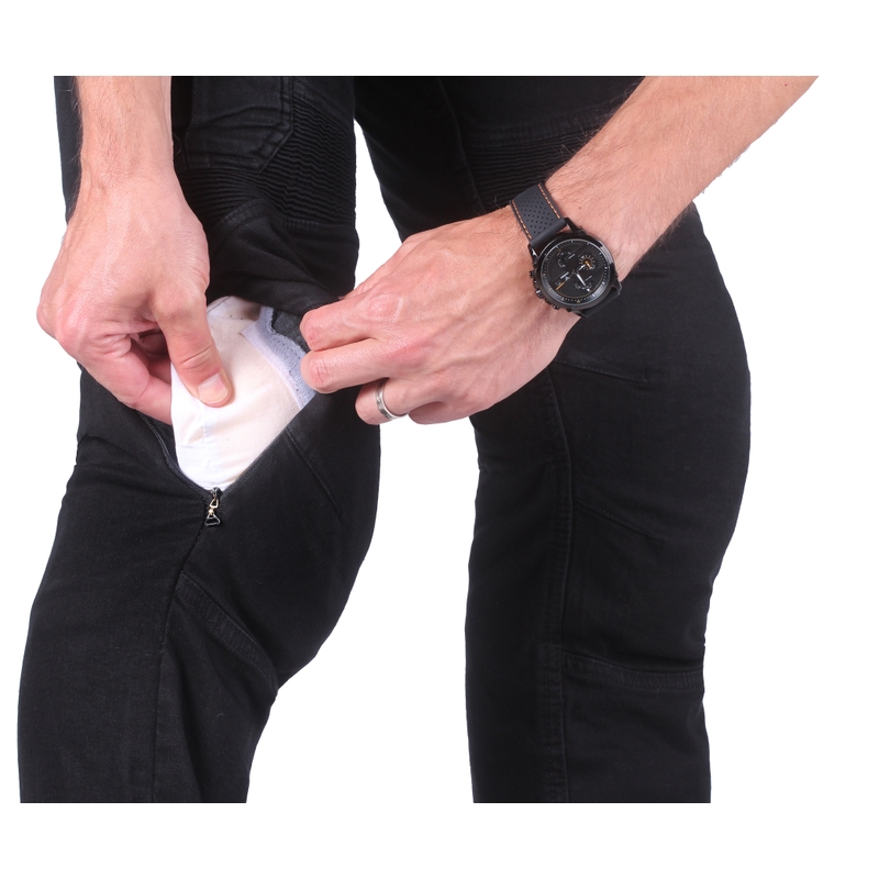 Prodloužené jeansy na motorku Street Racer Cargo CE černé