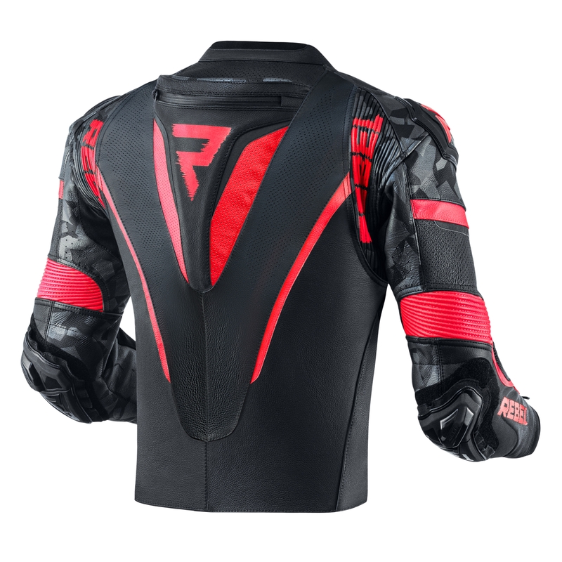 Bunda na motorku Rebelhorn Rebel černo-fluo červená výprodej
