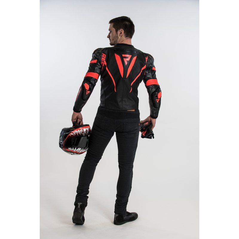 Bunda na motorku Rebelhorn Rebel černo-fluo červená výprodej