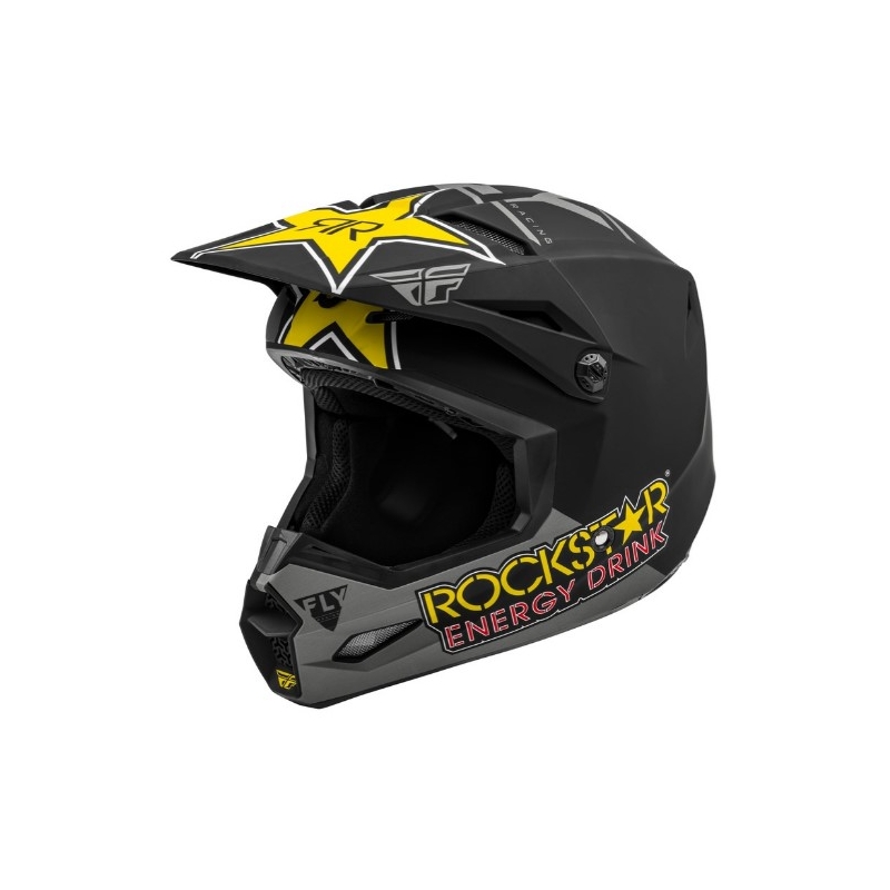 Motokrosová přilba FLY Racing Kinetic Rockstar šedo-černo-žlutá