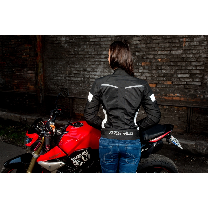 Dámská bunda na motorku Street Racer Betty černo-bílá - II. jakost