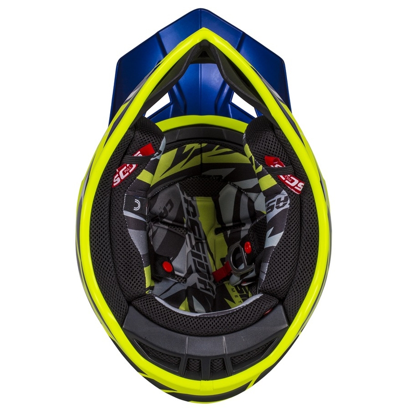 Motokrosová přilba Cassida Cross Pro II Contra fluo žluto-modro-bílá