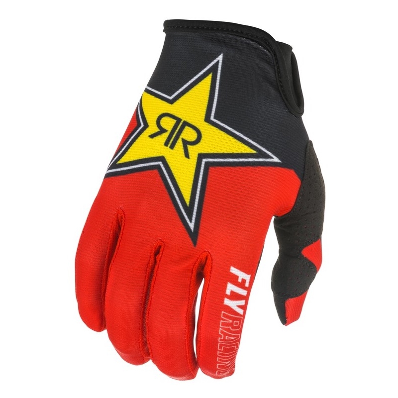 Motokrosové rukavice FLY Racing Lite 2021 Rockstar černo-červeno-žluté