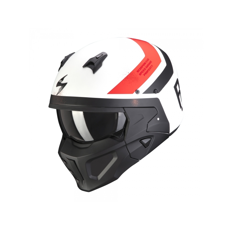 Přilba Scorpion COVERT-X T-TRUST bílo-červeno-černá