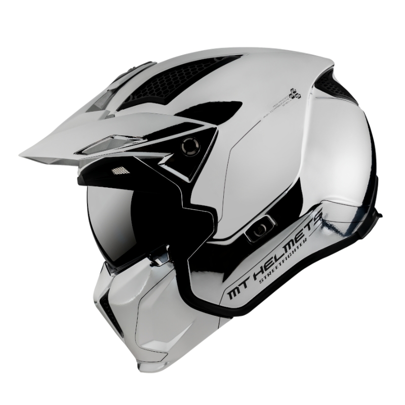 Otevřená přilba s maskou MT Streetfighter SV Chromed stříbrná výprodej