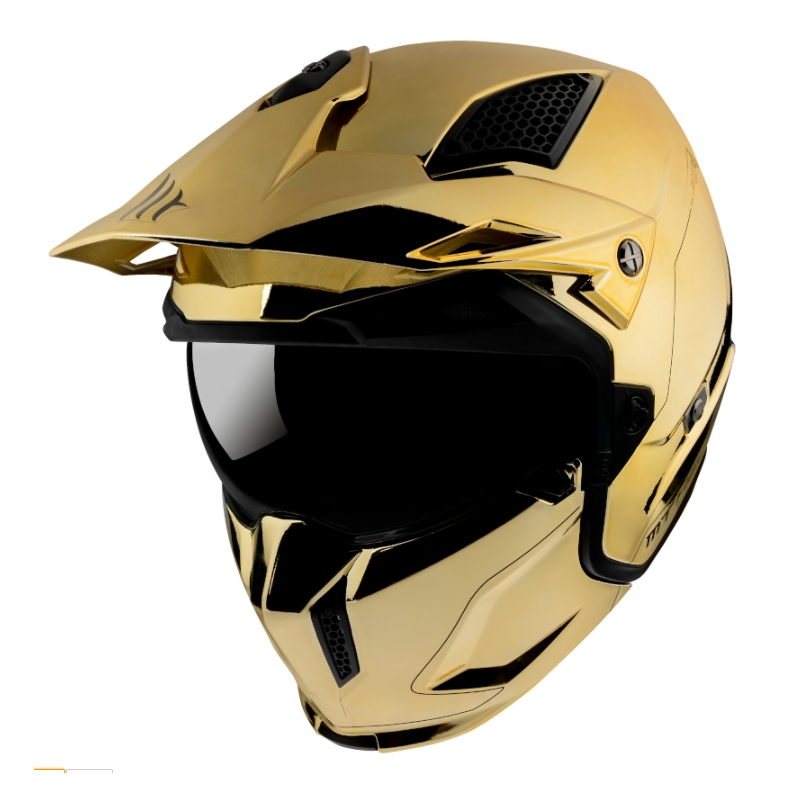 Otevřená přilba s maskou MT Streetfighter SV Chromed zlatá výprodej