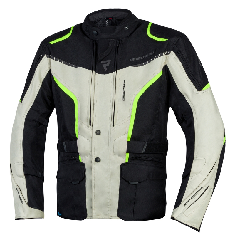 Bunda na moto Rebelhorn Hiker III černo-šedo-fluo žlutá