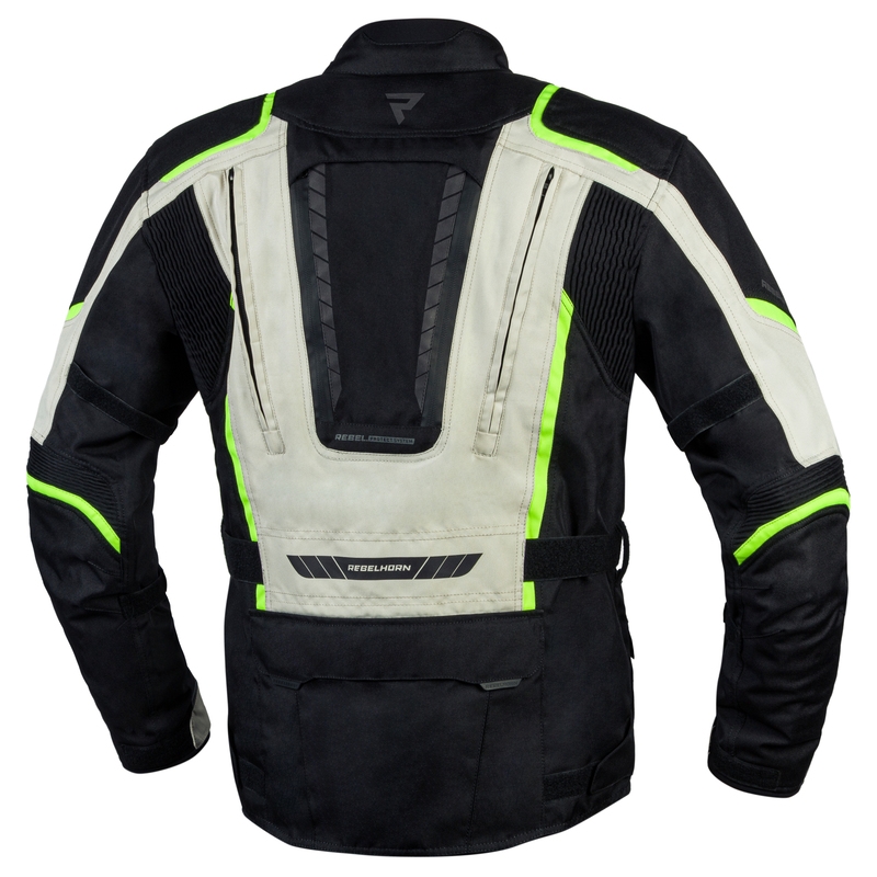 Bunda na moto Rebelhorn Hiker III černo-šedo-fluo žlutá