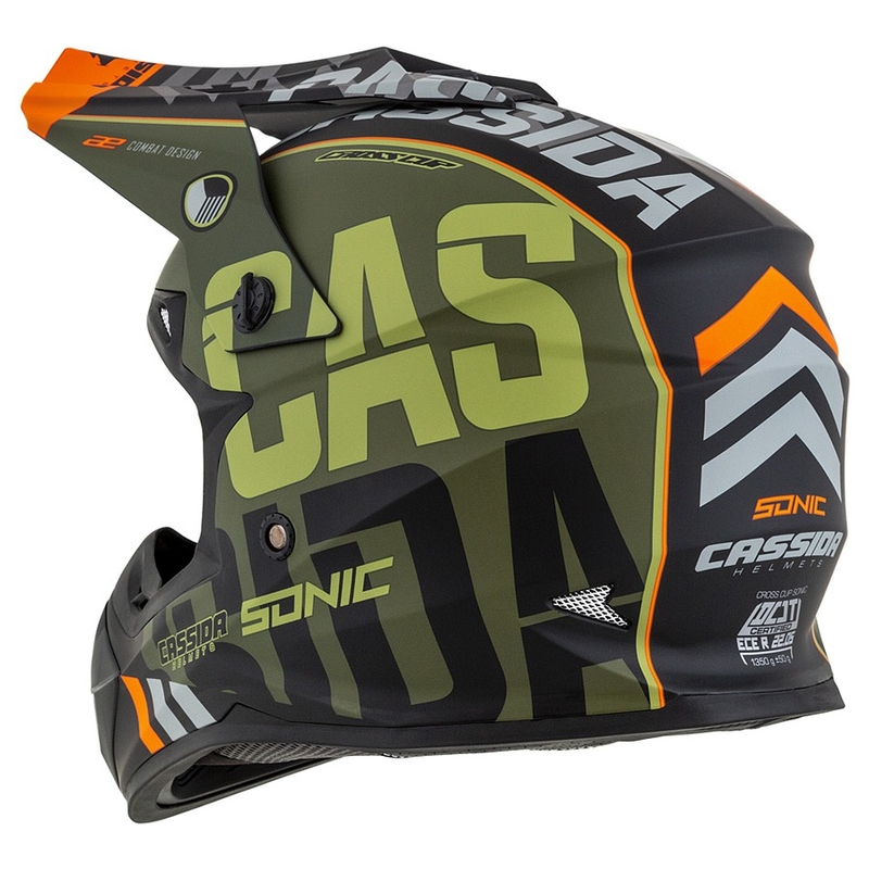 Motokrosová přilba Cassida Cross Cup Sonic oranžovo-zelená matná