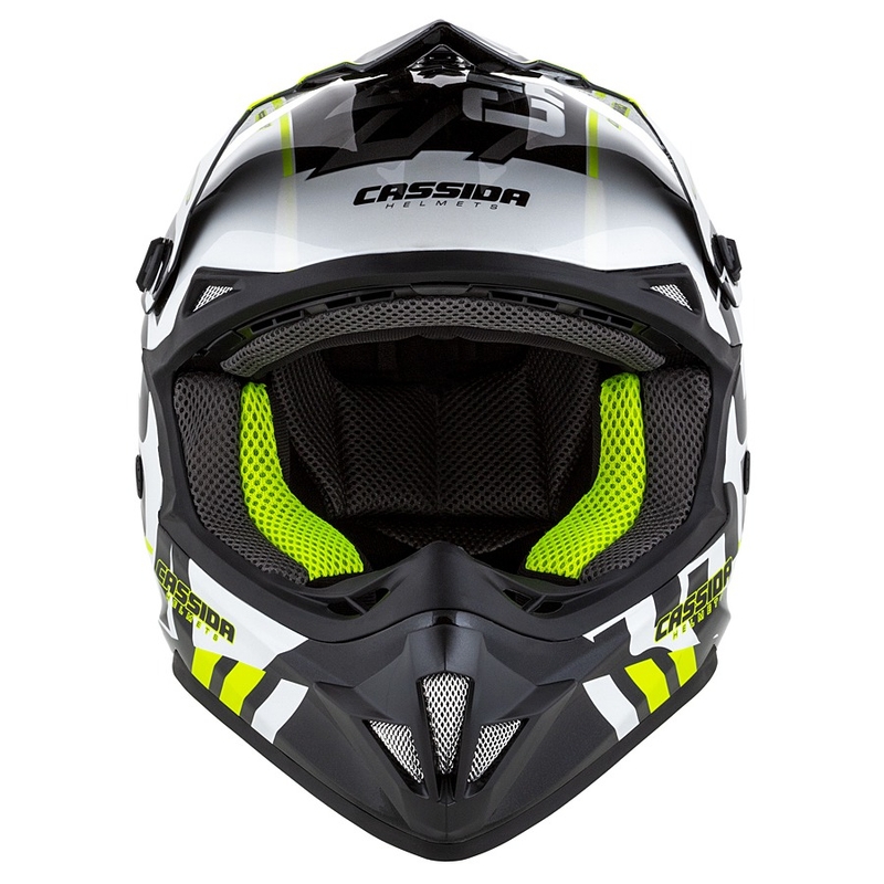 Motokrosová přilba Cassida Cross Cup Sonic černo-bílo-fluo žlutá
