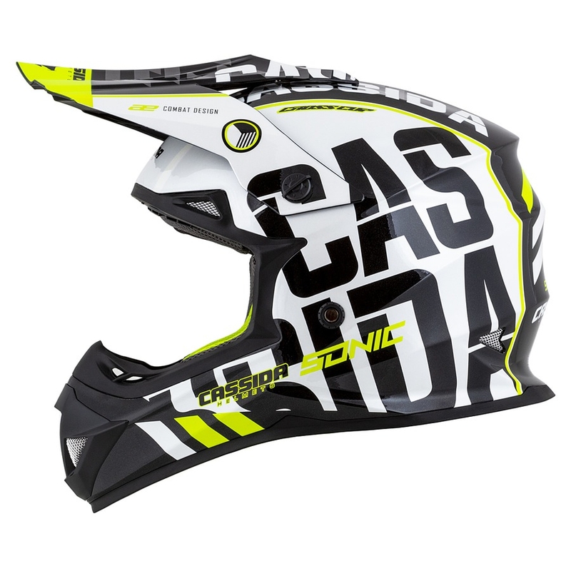 Motokrosová přilba Cassida Cross Cup Sonic černo-bílo-fluo žlutá