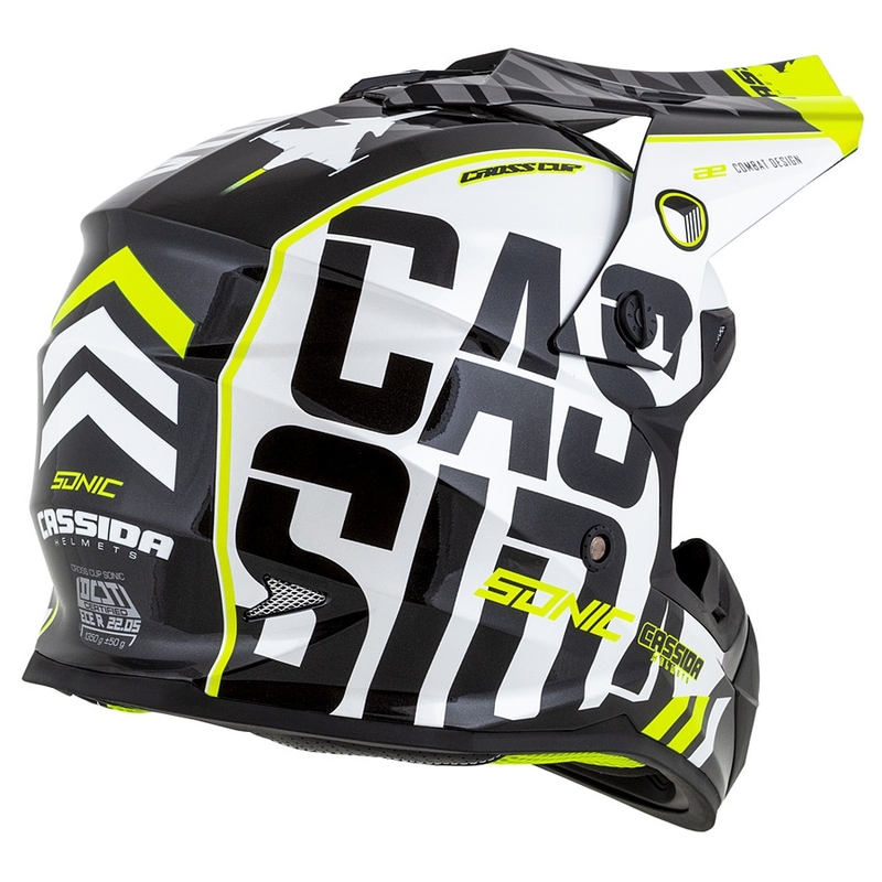 Motokrosová přilba Cassida Cross Cup Sonic černo-bílo-fluo žlutá
