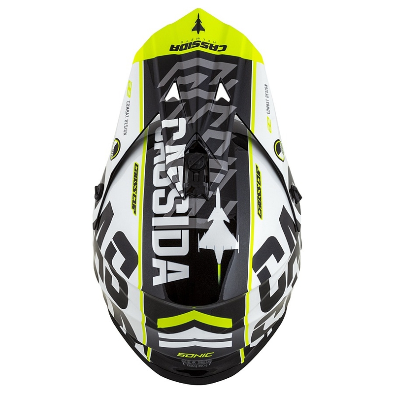 Motokrosová přilba Cassida Cross Cup Sonic černo-bílo-fluo žlutá