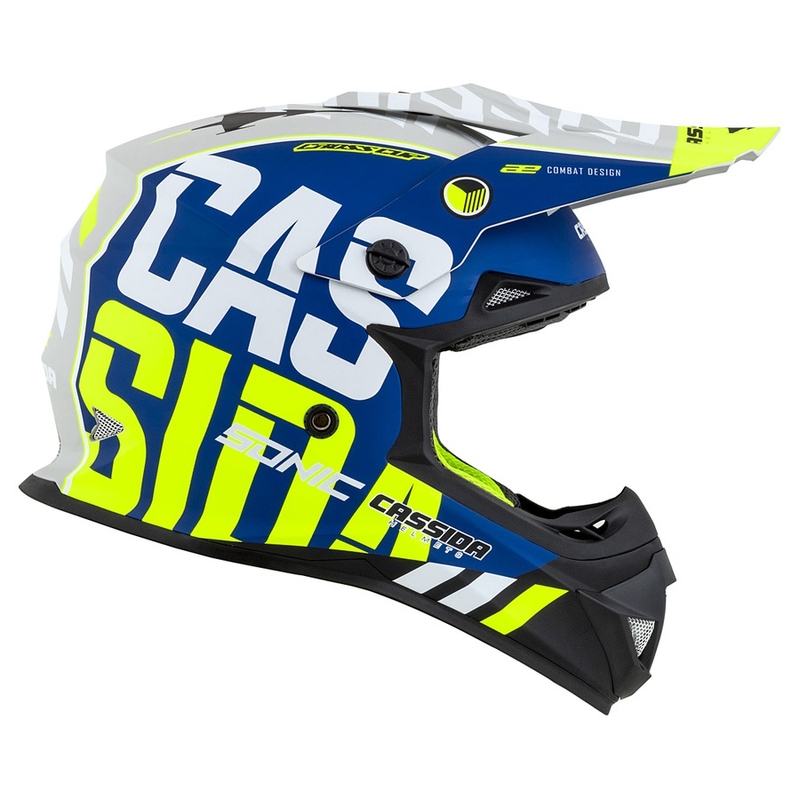 Motokrosová přilba Cassida Cross Cup Sonic fluo žluto-modrá matná