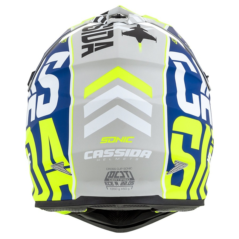 Motokrosová přilba Cassida Cross Cup Sonic fluo žluto-modrá matná