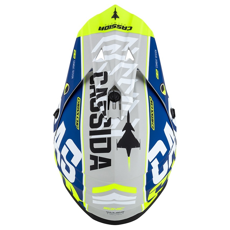 Motokrosová přilba Cassida Cross Cup Sonic fluo žluto-modrá matná