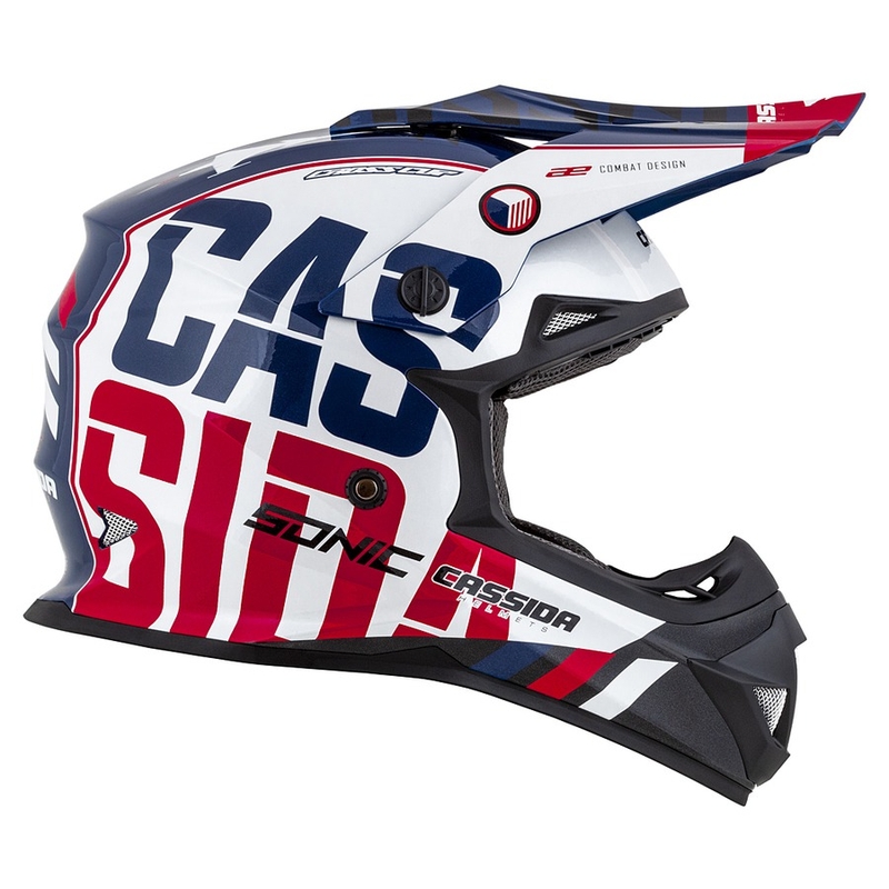 Motokrosová přilba Cassida Cross Cup Sonic červeno-modro-bílá