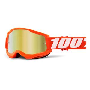 Motokrosové brýle 100% STRATA 2 Orange oranžové (zlaté zrcadlové plexi)