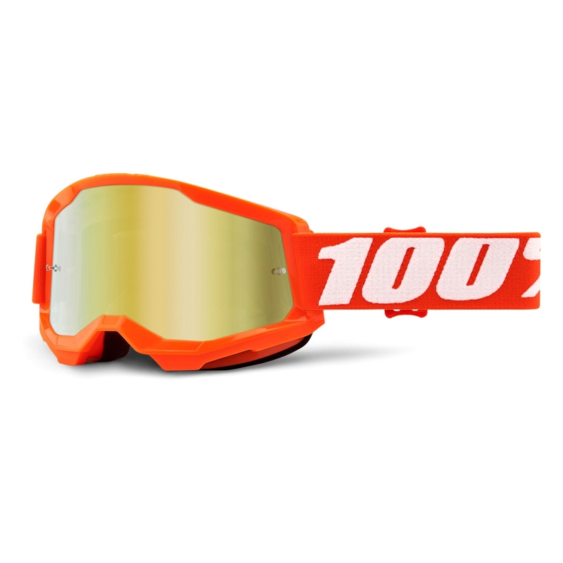 Motokrosové brýle 100% STRATA 2 Orange oranžové (zlaté zrcadlové plexi)