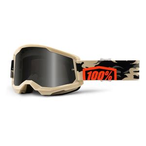 Motokrosové brýle 100% STRATA 2 Sand Kombat béžové (kouřové plexi)