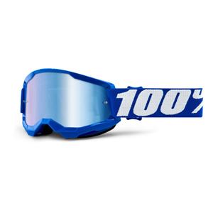 Dětské motokrosové brýle 100% STRATA 2 modré (zrcadlové modré plexi)