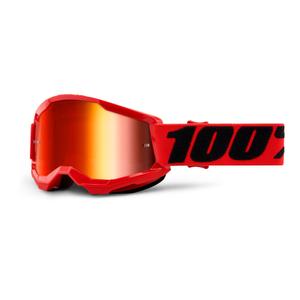 Dětské motokrosové brýle 100% STRATA 2 červené (červené zrcadlové plexi)