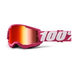 Dětské motokrosové brýle 100% STRATA 2 růžové (červené zrcadlové plexi)