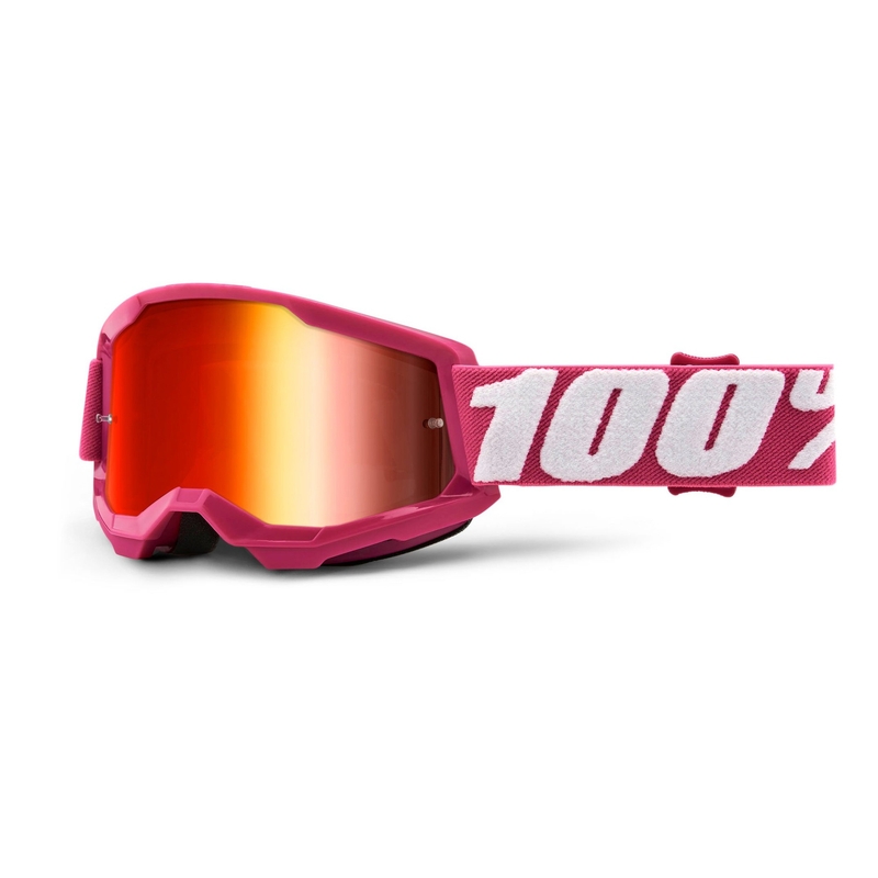 Dětské motokrosové brýle 100% STRATA 2 růžové (červené zrcadlové plexi)
