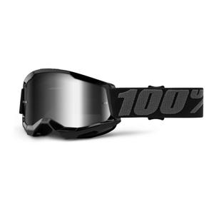 Dětské motokrosové brýle 100% STRATA 2 černé (stříbrné zrcadlové plexi)