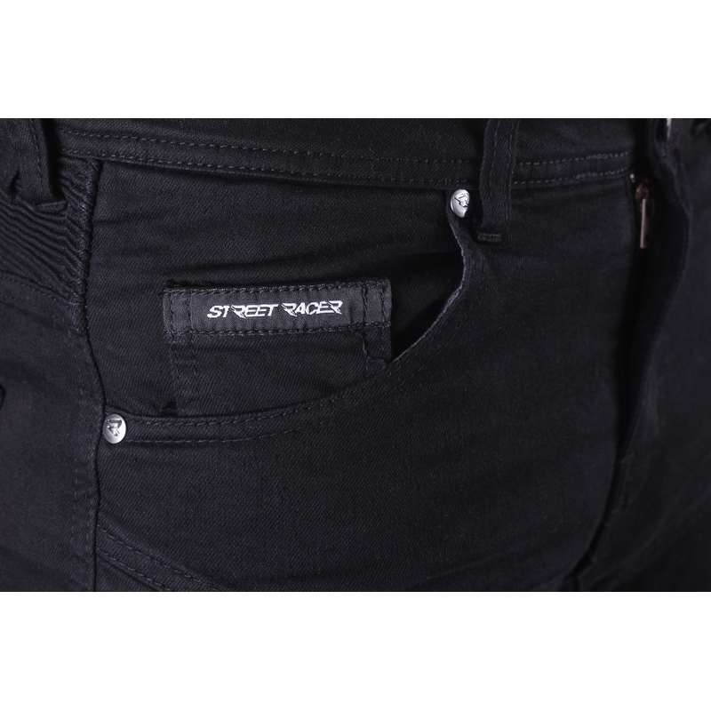 Prodloužené jeansy na motorku Street Racer Stretch II CE černé