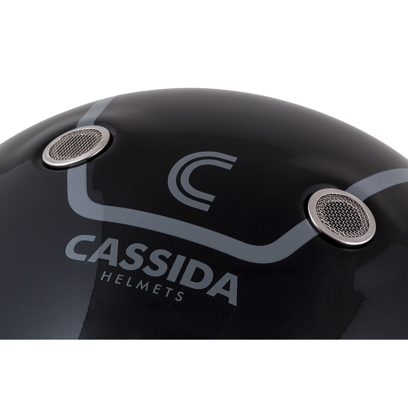 Integrální přilba na motorku Cassida Fibre Jawa Sport černo-stříbrno-červená