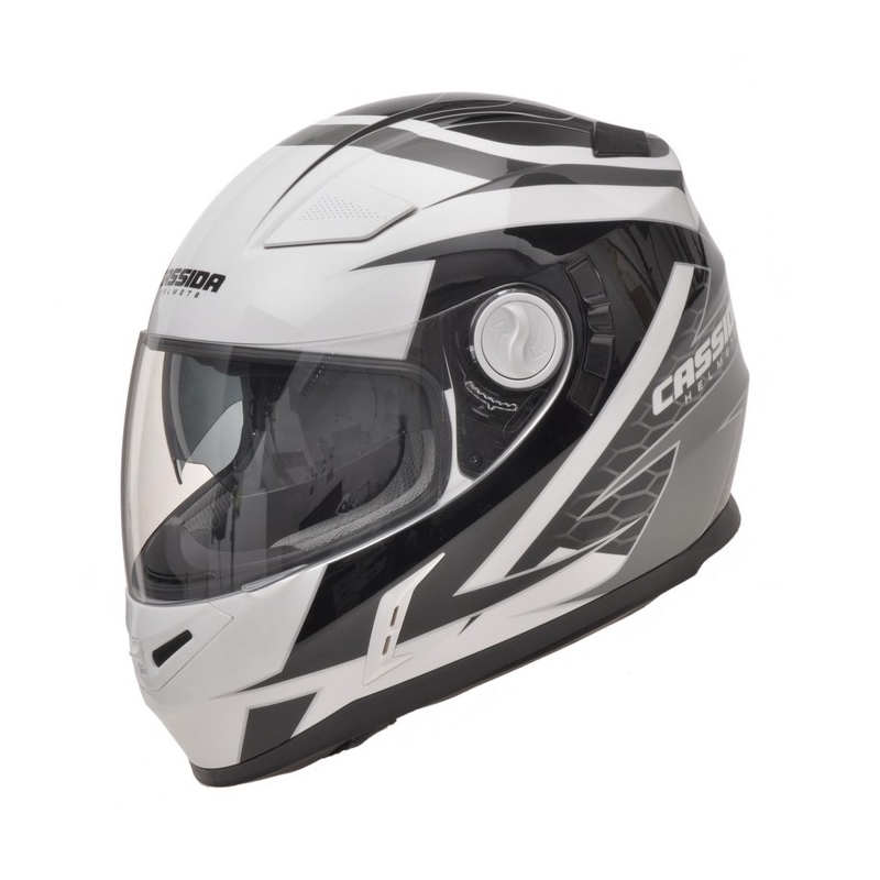 Přilba na motorku Cassida Evo černo-šedo-bílo stříbrná