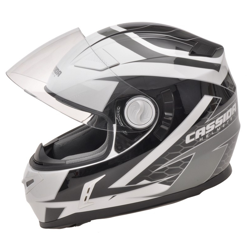 Přilba na motorku Cassida Evo černo-šedo-bílo stříbrná