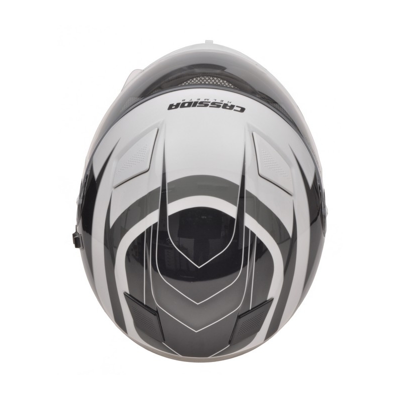 Přilba na motorku Cassida Evo černo-šedo-bílo stříbrná