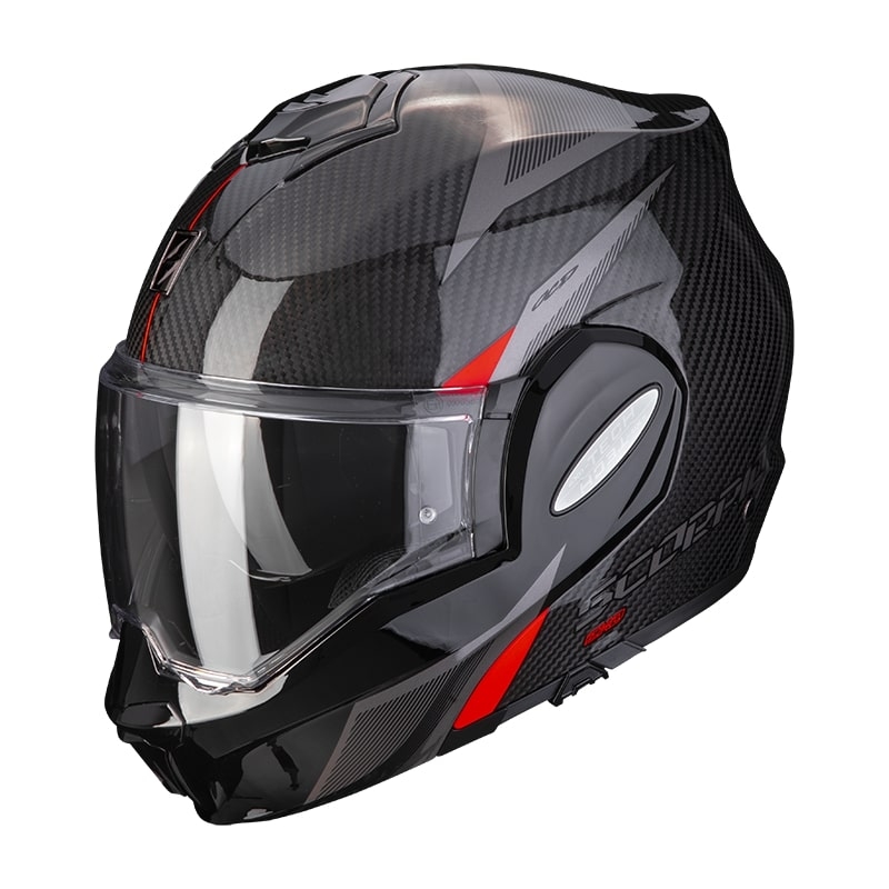 Překlápěcí přilba Scorpion EXO-TECH Carbon Top černo-červená