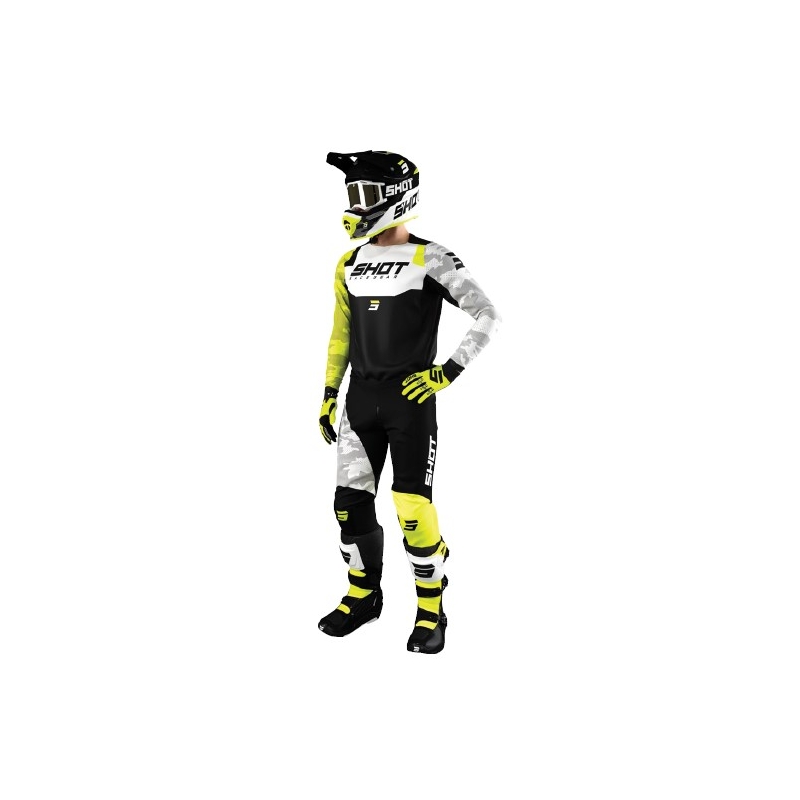 Motokrosový dres Shot Contact Camo černo-bílo-fluo žlutý výprodej