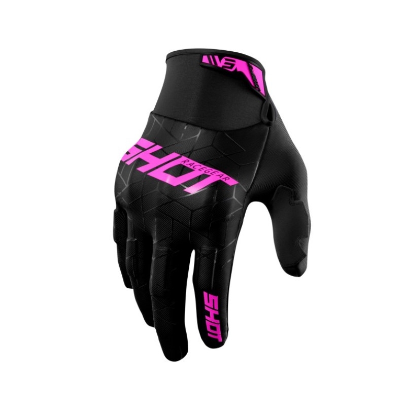 Motokrosové rukavice Shot Drift Spider černo-růžové výprodej