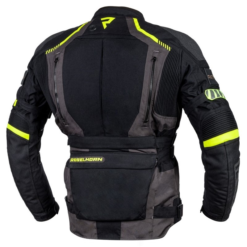 Bunda na motorku Rebelhorn Patrol černo-šedo-fluo žlutá