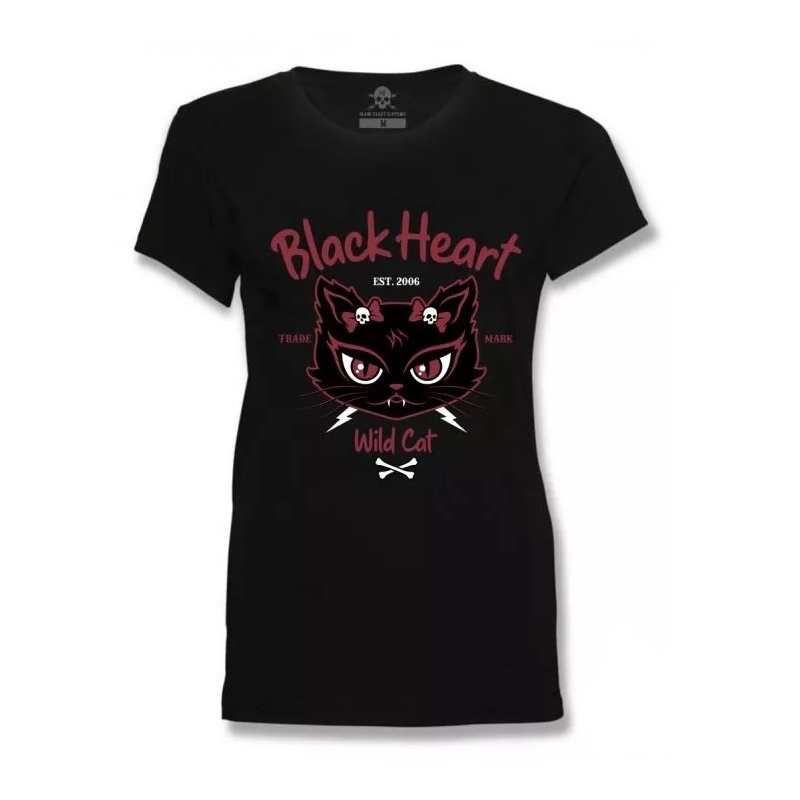 Dámské triko Black Heart Wild Cat černé