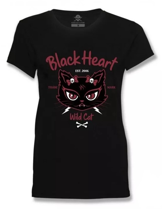 Dámské triko Black Heart Wild Cat černé Velikost: S