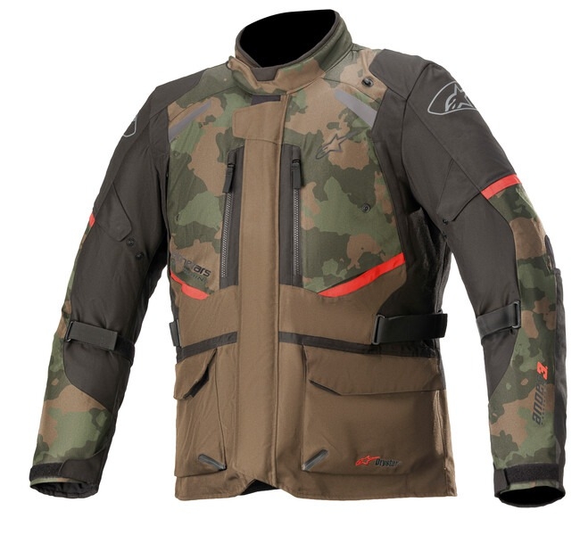 Bunda na motorku Alpinestars Andes Drystar camo zeleno-černo-červená výprodej Velikost: M